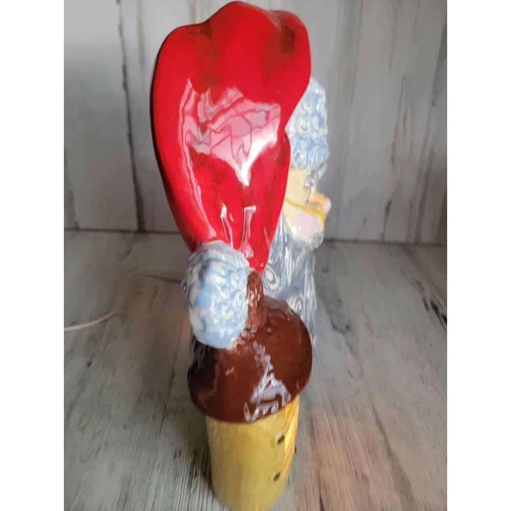 Ceramic bisque vintage light up Santa Claus Lantern Xmas‎ decor